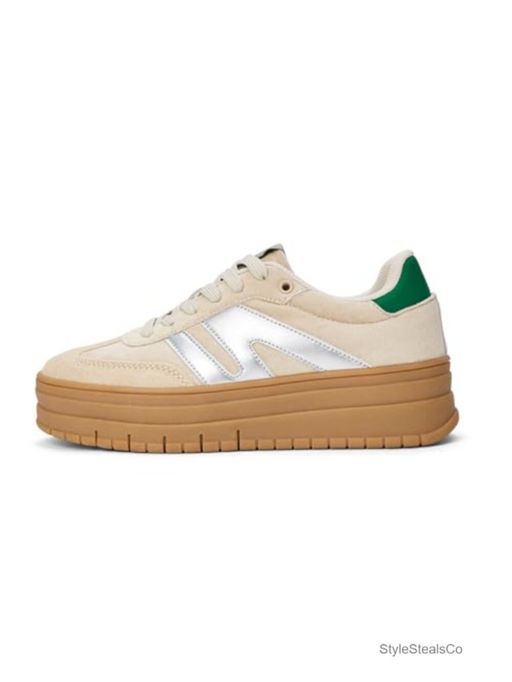 Women Retro Platform Sneakers Suede Faux Leather Slip Resistant Cushioned